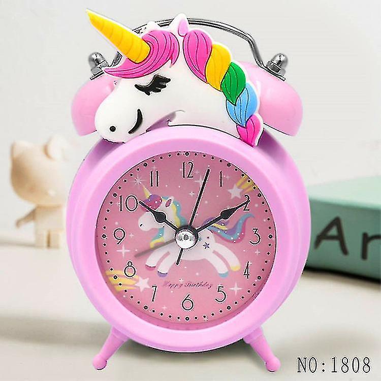 Elciaicle Unicorn Alarm Clocks For Girls, Silent Bedside Alarm Clocks With Backlight, Non Ticking Vintage Twin Bell Clocks For Heavy Sleepers