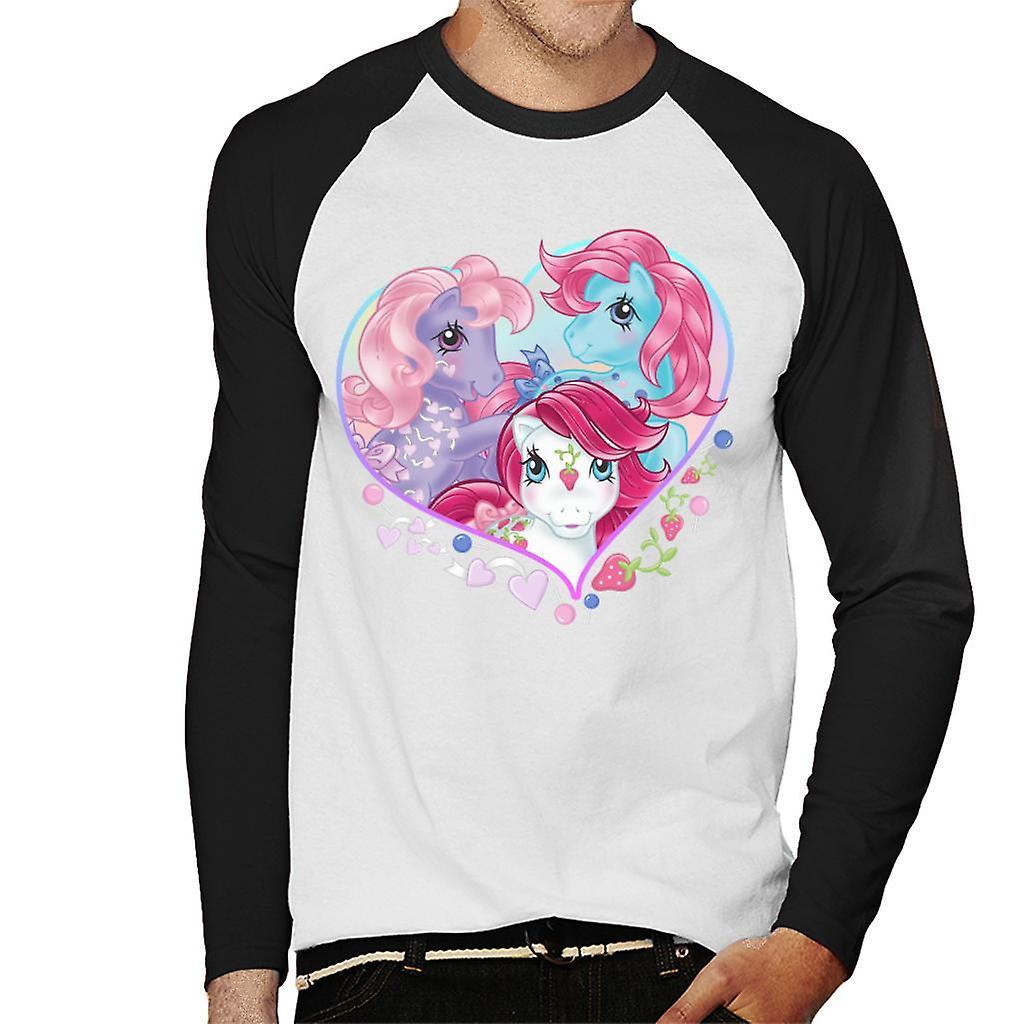 My Little Pony Friendship Love Heart Men's Baseball Long Sleeved T-Shirt White/Black Small