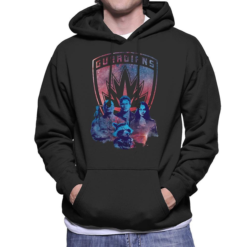 Marvel Guardians Of The Galaxy Vol 2 Shield And Galaxy Men's Hooded Sweatshirt Black Small