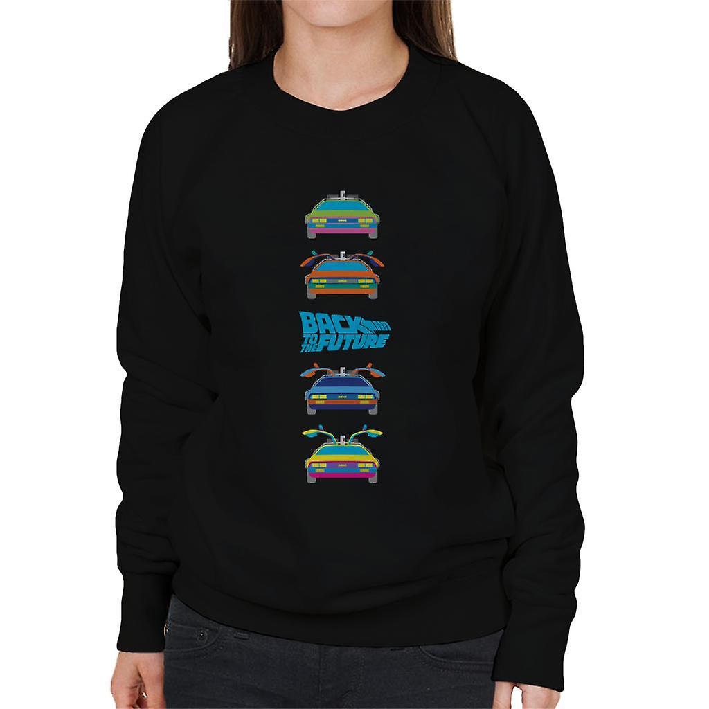 Back to the Future Delorean Doors Opening Colourful Design Women's Sweatshirt Black XX-Large