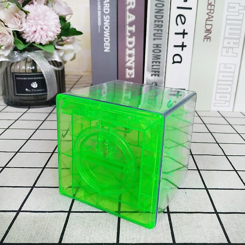 Frusde 3D Cube Puzzle Maze Money Box, 3D Cube Puzzle Maze Piggy Bank, Funny Money Maze Puzzle Box Coin Box For Children Adults Green