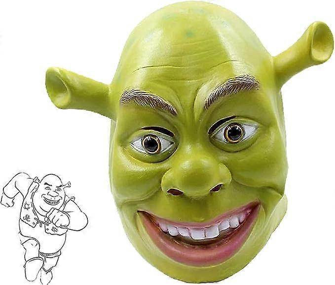 Baicccf Shrek Mask Costume Halloween Cosplay Adult Full Head Green Shrek Mask Latex Masks