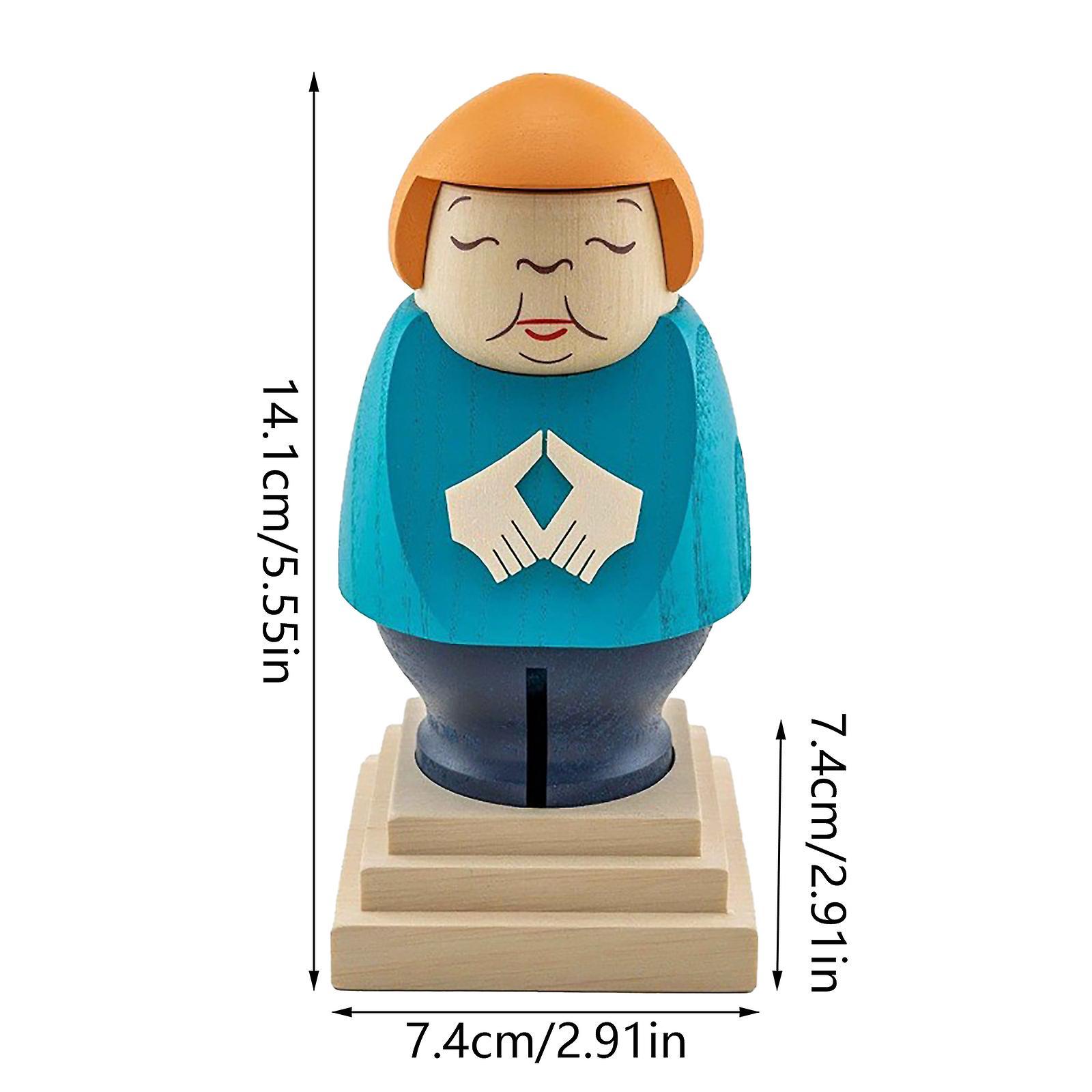 Lovvinjew New Angela Merkel Wooden Statue Home Office Wooden Decoration blue 1pcs