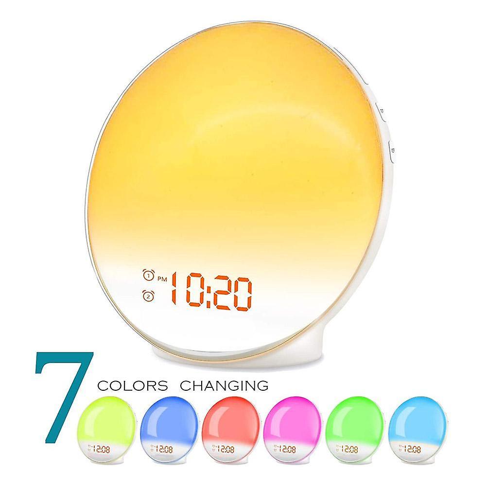 unbrand Wake Up Light Sunrise Alarm Clock For Kids Bedroom, With Sunrise Simulation, Sleep Aid, Dual Alarms,