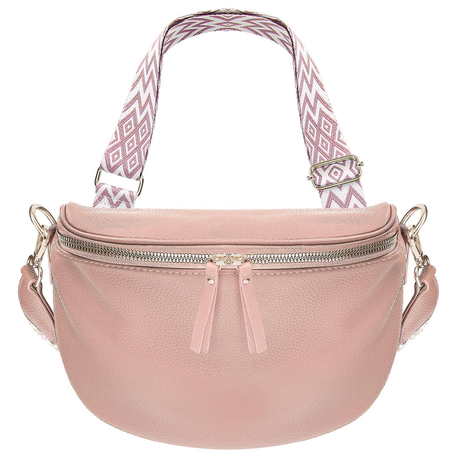 Gallantry Geometric Pattern Crossbody Belt Bag Pink