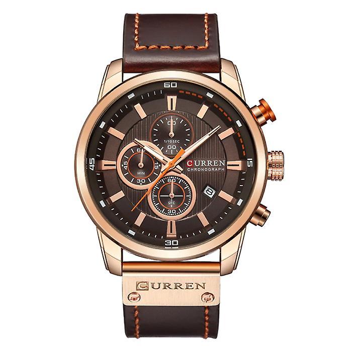 Curren Men's Watch with Leather Strap - Anologian Luxury Quartz Movement for Men - Stainless Steel - Brown