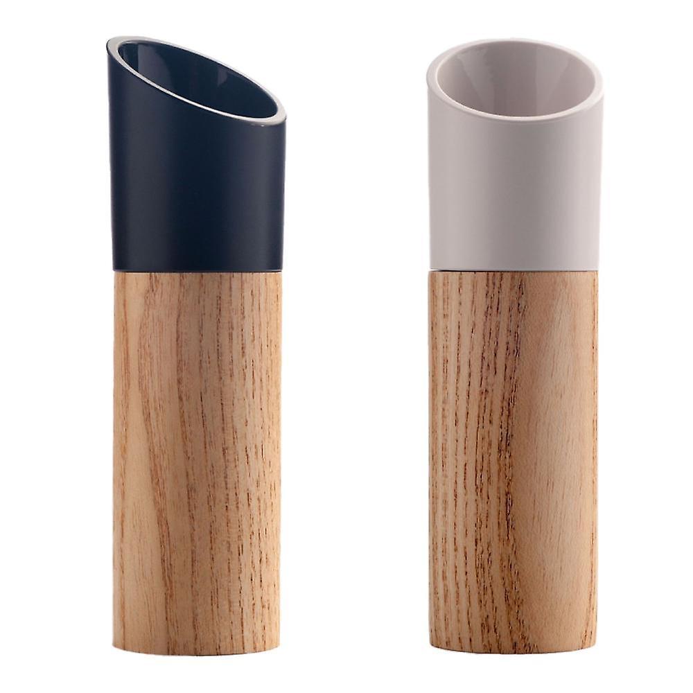 Woow black+white black+white Salt And Pepper Grinder Set, Manual Wood Pepper Mill & Salt Grinder With Adjustable Coarseness