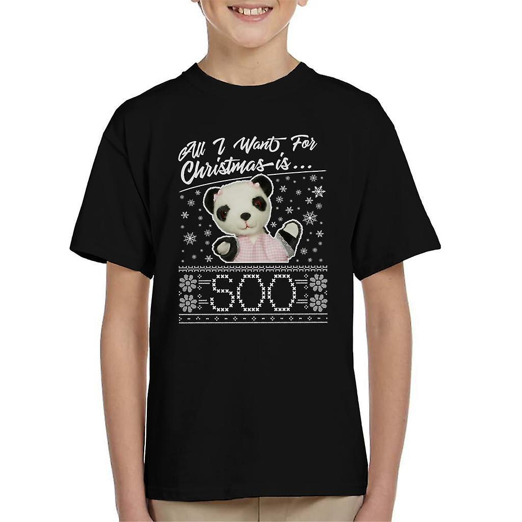 Sooty Christmas All I Want For Christmas Is Soo Kid's T-Shirt Black X-Small (3-4 yrs)