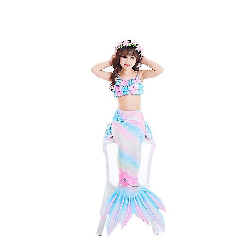 Mermaid Tail Swimsuit with Monofin Girls Boys Swimwear Bikini Set WHBYV Purple 120CM