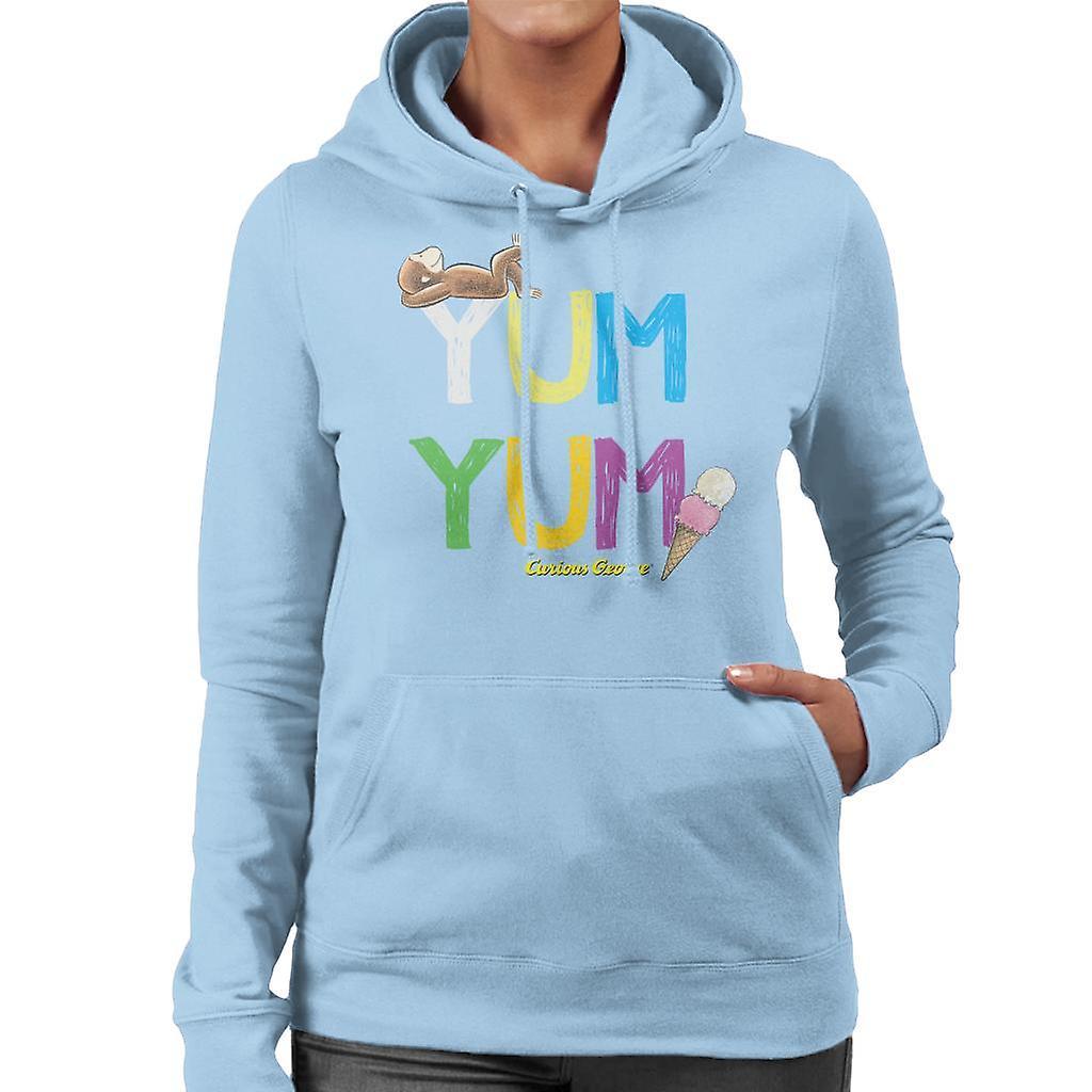 Curious George Yum Yum Ice Cream Women's Hooded Sweatshirt Sky Blue Small