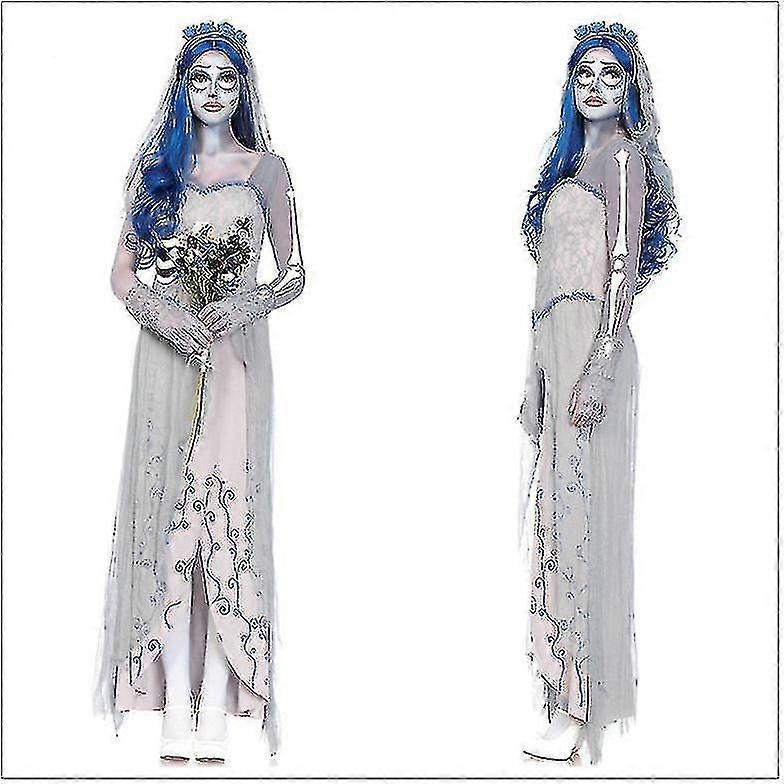 Tigernu Corpse Bride Wedding Dress Set Female Halloween Carnival Party Cosplay Costume Set M