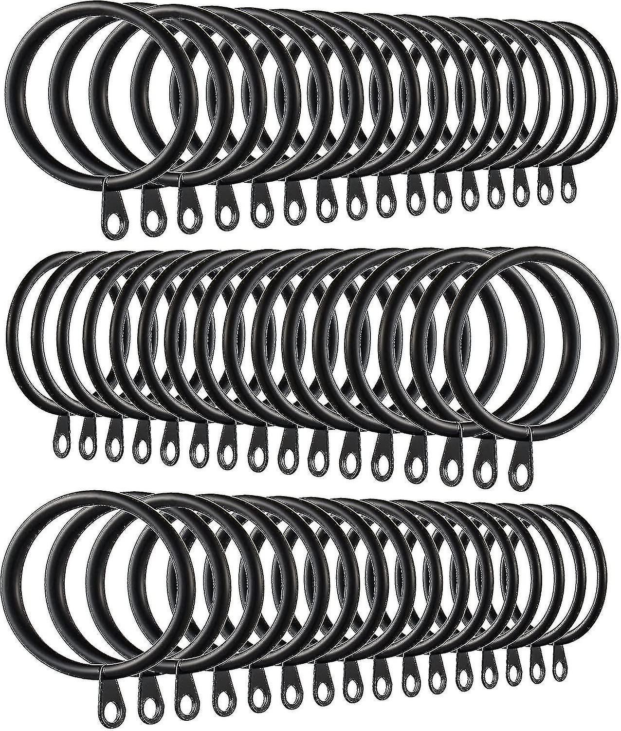 Manchalk Pack Of 60 Metal Curtain Rings With Eyelets And Rods 38mm Inner Diameter (black)