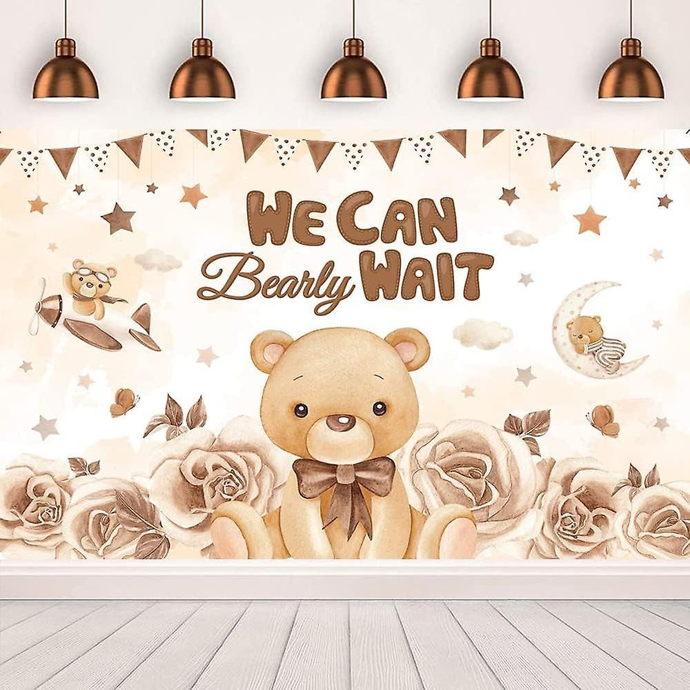 Heyone Lovely Bear We Can Bearly Wait Backdrop Teddy Bear Baby Shower Cake Table Decoration Banner Boy Girl Party Baby Shower Decorations Banner Su...