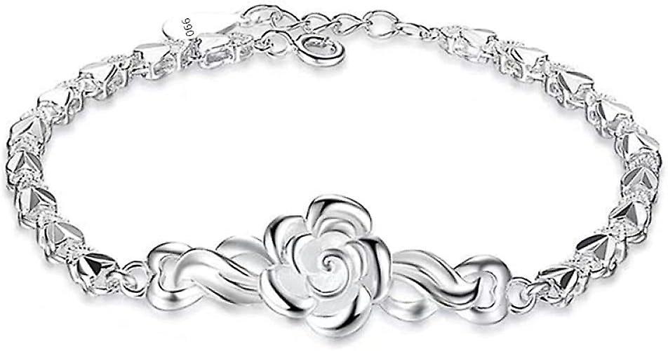 Heytea Adjustablesterling Silver Bangle Bracelet, Sterling Silver Bracelet For Women,women 925 Sterling Silver Bracelet Carve Rose Flower Bracelet ...