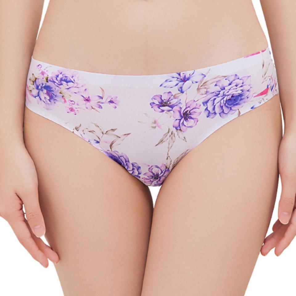 GreenZech Floral printed seamless ultra-thin low waist thong briefs Purple 8