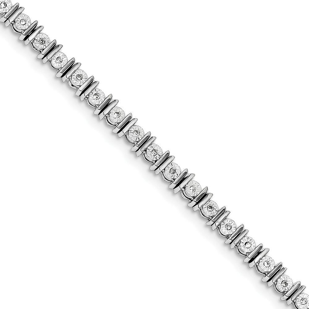 Belle Amore 925 Sterling Silver Polished Lobster Claw Closure Diamond Tennis Bracelet Measures 4mm Wide Jewelry for Women 7.000