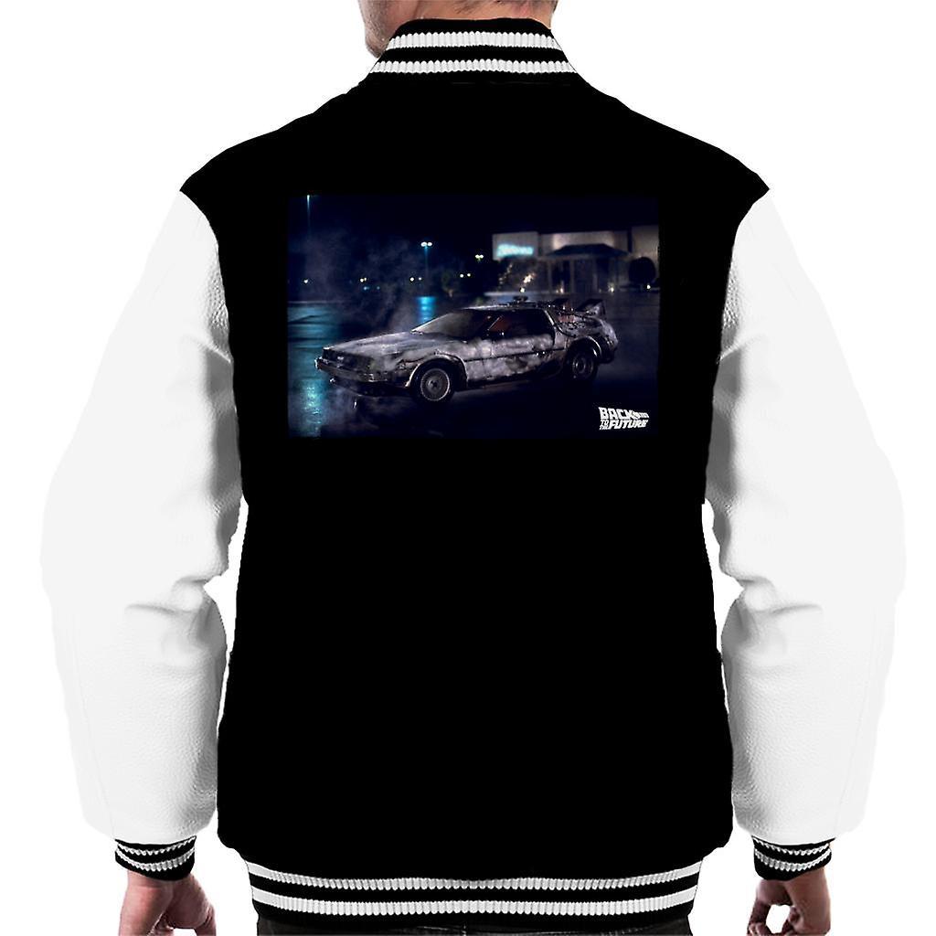 Back to the Future Delorean Cinematic Design Men's Varsity Jacket Black/White Medium