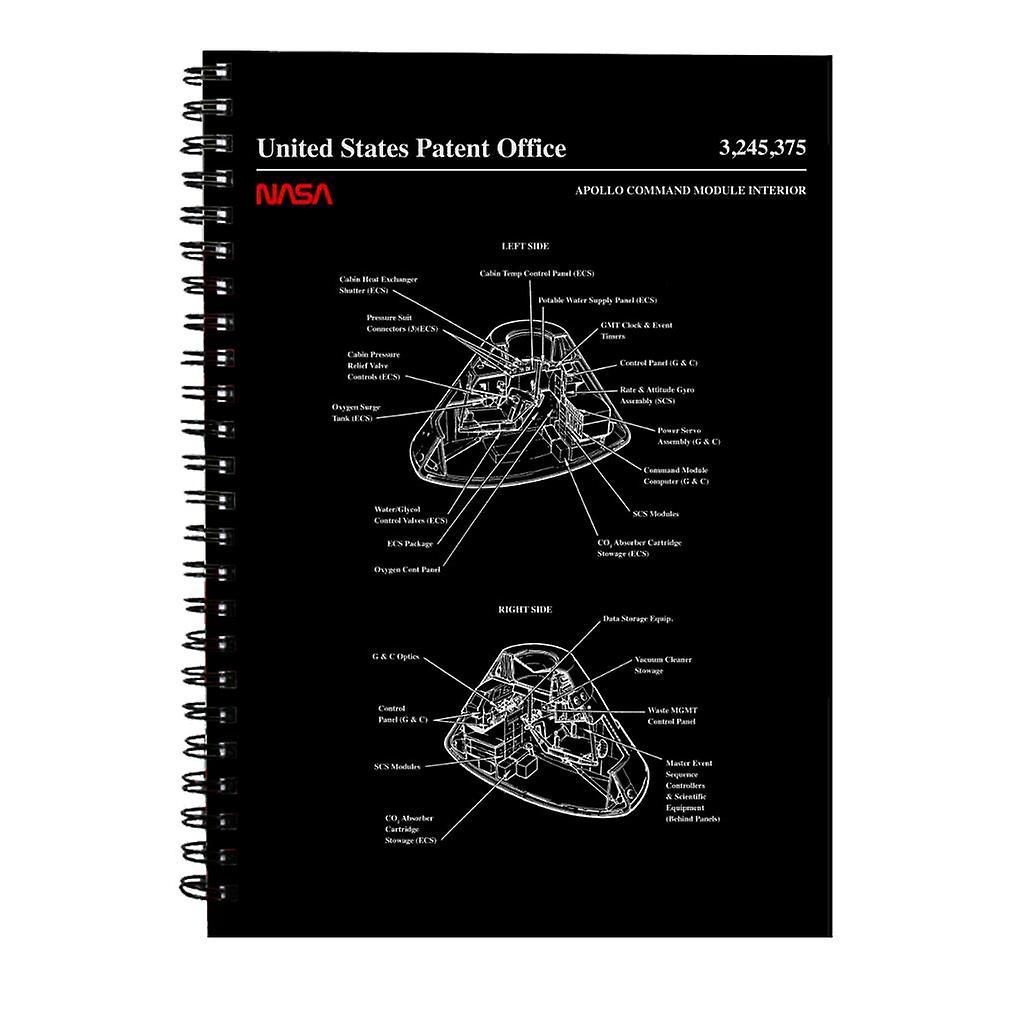 NASA Apollo Command Module Interior Blueprint Spiral Notebook Black 15 x 21 cm