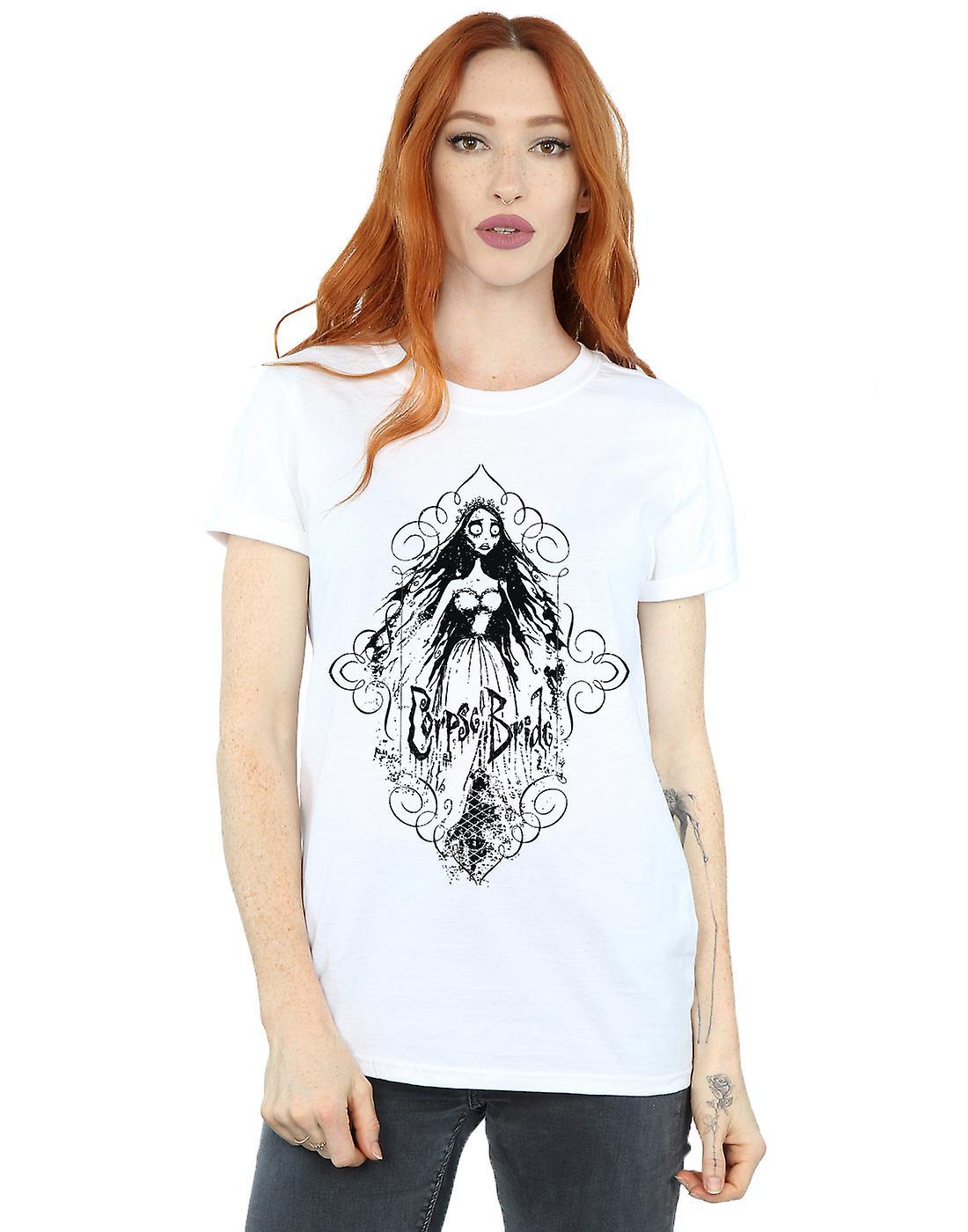 Absolute Cult Corpse Bride Women's Sketched Bride Boyfriend Fit T-Shirt White Medium