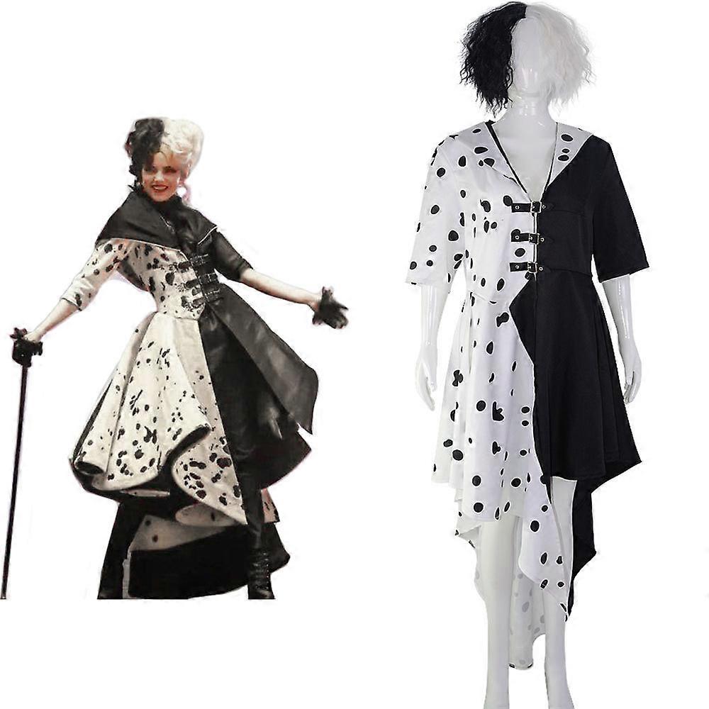 Redkid Plus Size Cruella De Ville Fancy Dress Ladies Fancy Dress Costume cosplay costume M