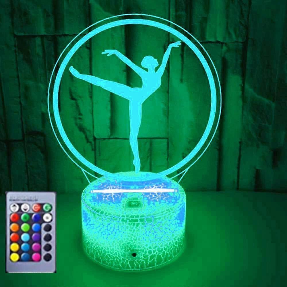 Xcy 3D Ballet Gymnastics Night Light Table Desk Optical Illusion Lamps 16 Color Changing Lights LED Table Lamp Xmas Birthday Children Kids Decor To...