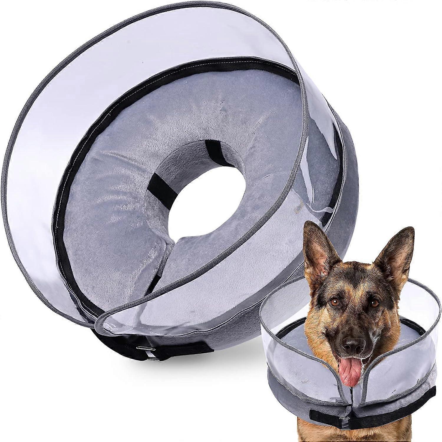 Unbrand Dog Cone, Inflatable Dog Cone After Surgery for Small Medium Large Dogs, Soft Cones with Enhanced Anti-Licking Grey S