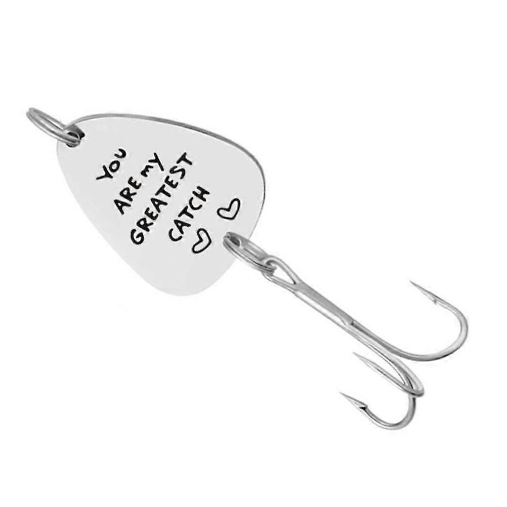 Winomo 1pc Personalized Fishing Lure Hook Engraved Fishing Hook Lure Fathers Day Gift Silver 8X3.5CM