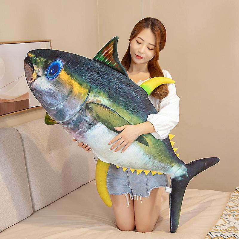 Yosicl 150cm Giant Simulation Tuna Fish Plush Toys Cartoon Stuffed Sea Animal Lifelike Tuna Pillow Cushion Room Decor Birthday Gift 60cm