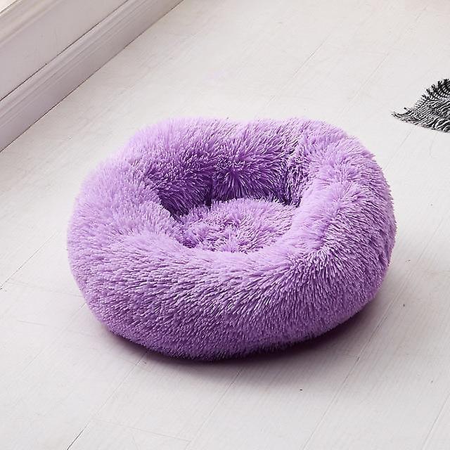 Slowmoose Luxury Soft Plush Round Shape Dog Sleeping Bed - Cat Puppy Sofa For Winter Purple XXL Diameter 100cm