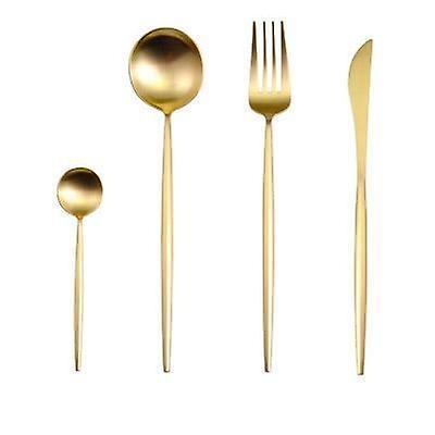 Slowmoose 4pcs/set Designer Cutlery, Fork, Knife, Spoon - Stainless Steel Dinnerware Set Gold