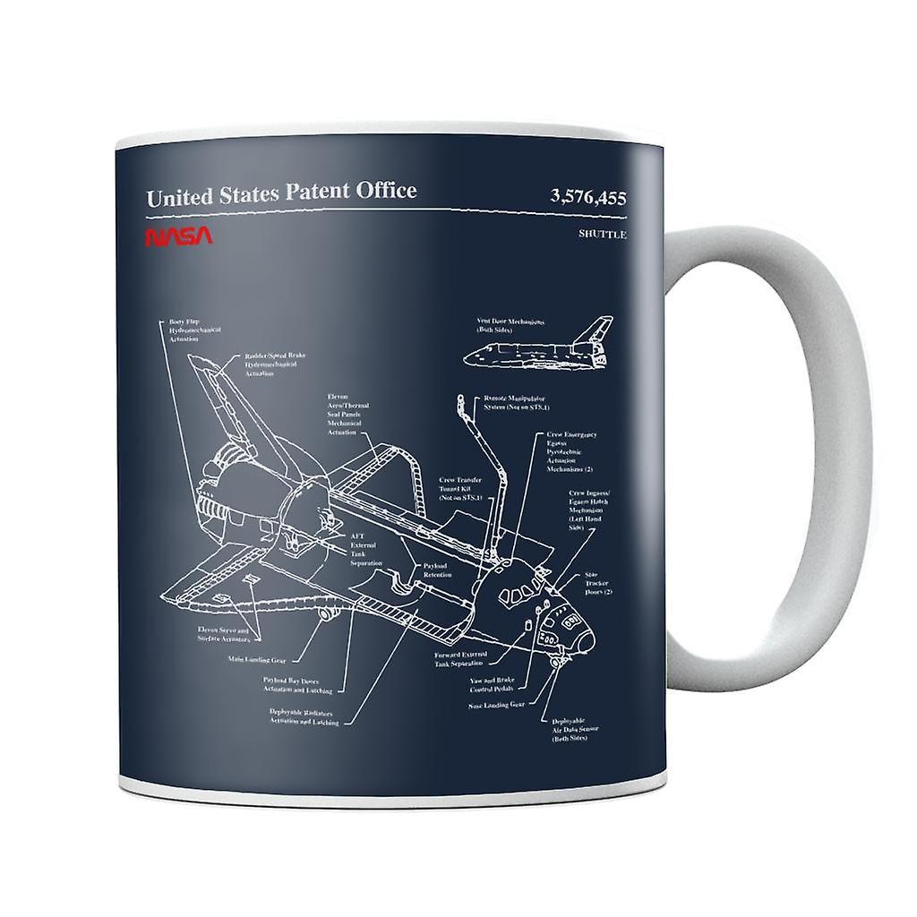 NASA Space Shuttle Blueprint Mug Navy Blue 10oz