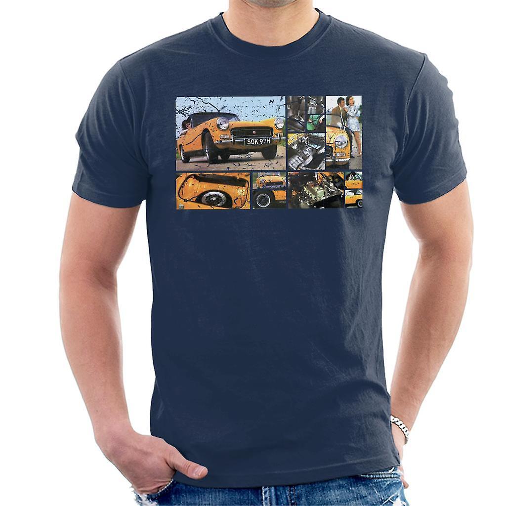 Austin Healey Sprite Mark IV Montage British Motor Heritage Men's T-Shirt Navy Blue Medium