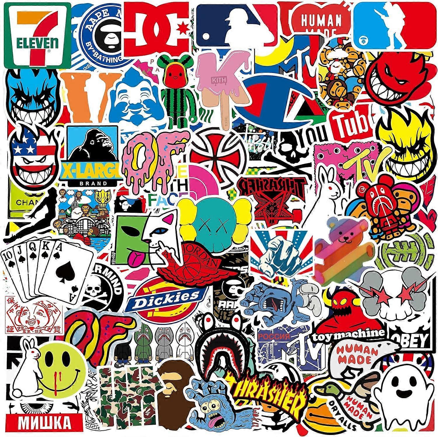 Heyone Cool Brand Stickers 100 Pack Teens Sticker Decals for Laptop Computer Skateboard Helmet Laptop Bicycle Hypebeast Bomb Stickers