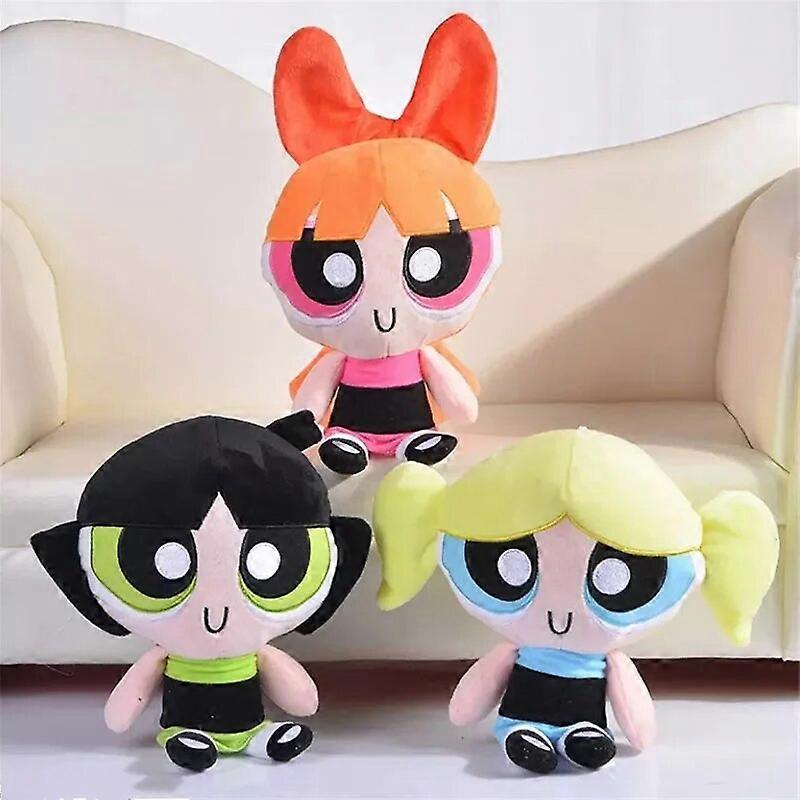 Redkid 3pcs/lot 20cm Cartoon anime Powerpuff Girls Plush Toys Cute Blossom Buttercup Bubbles stuffed Plush dolls Gifts For Childr WHITE