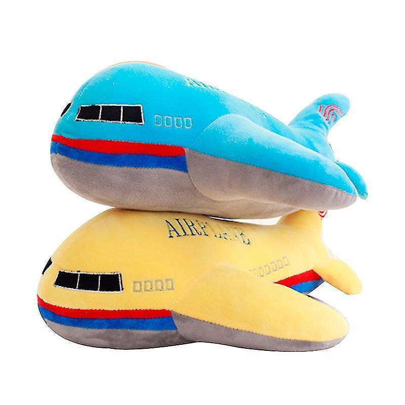 POTATO New 40cm/50cm/60cm Size Simulation Airplane Plush Toys Kids Sleeping Back Cushion Soft Pillow Dolls Blue