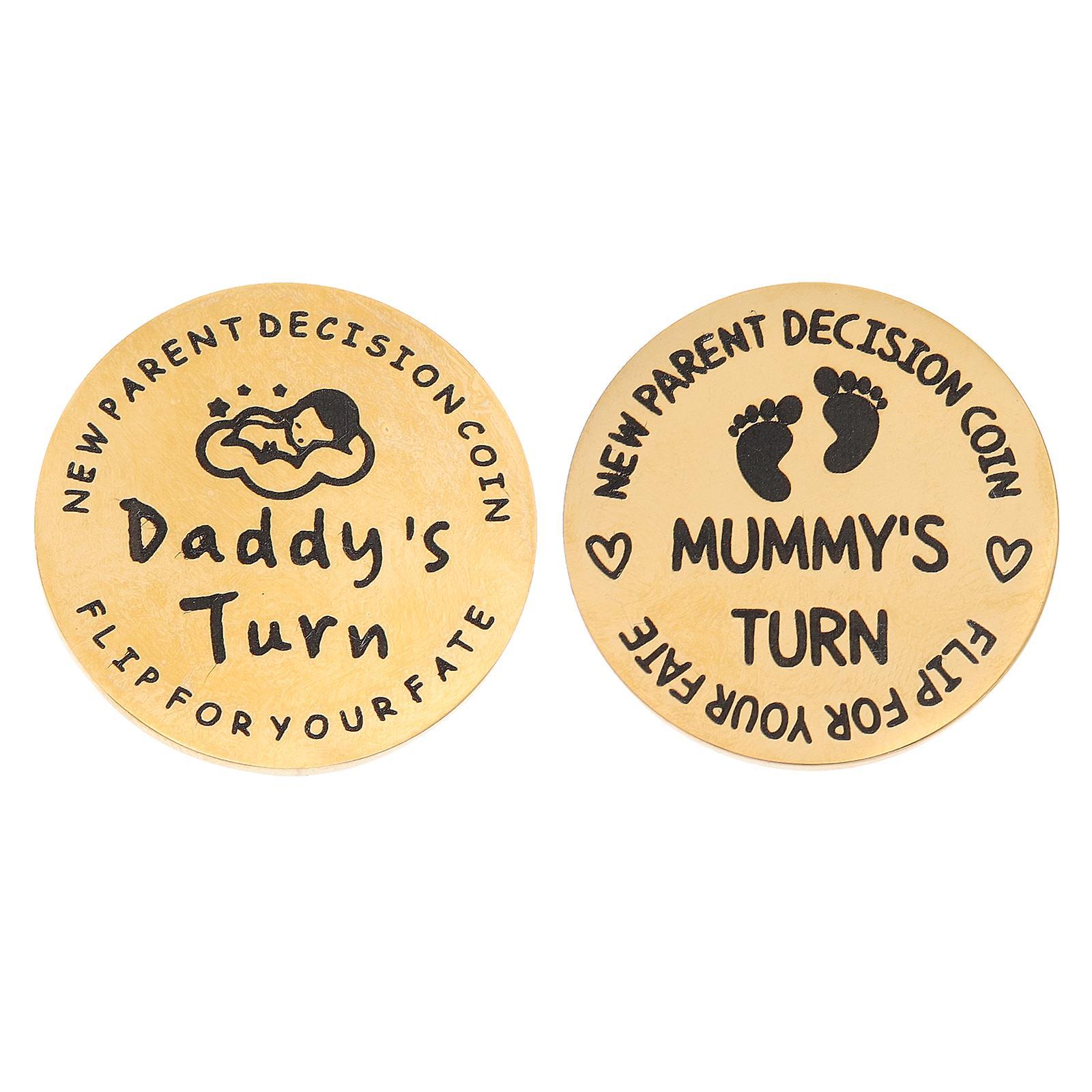 Tinksky 2pcs New Parents Funny Decision Coin Commemorative Decision Coin Pregnancy Gift Golden 3X3X0.2CM