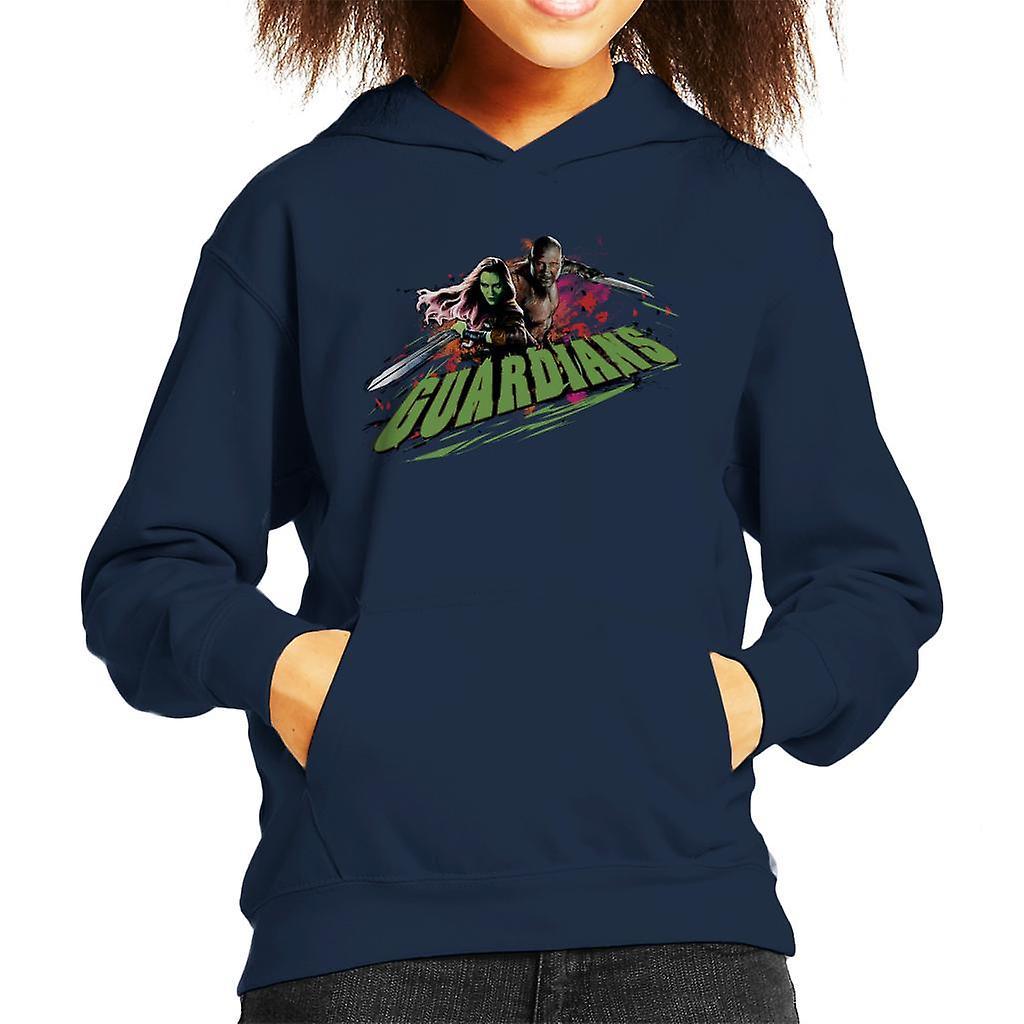 Marvel Guardians Of The Galaxy Vol 2 Gamora And Drax Kid's Hooded Sweatshirt Navy Blue Small (5-6 yrs)