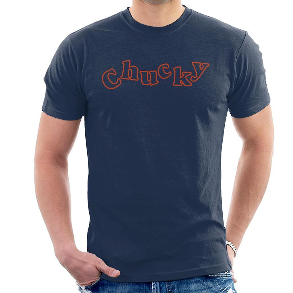 Chucky Playful Font Men's T-Shirt Navy Blue X-Large