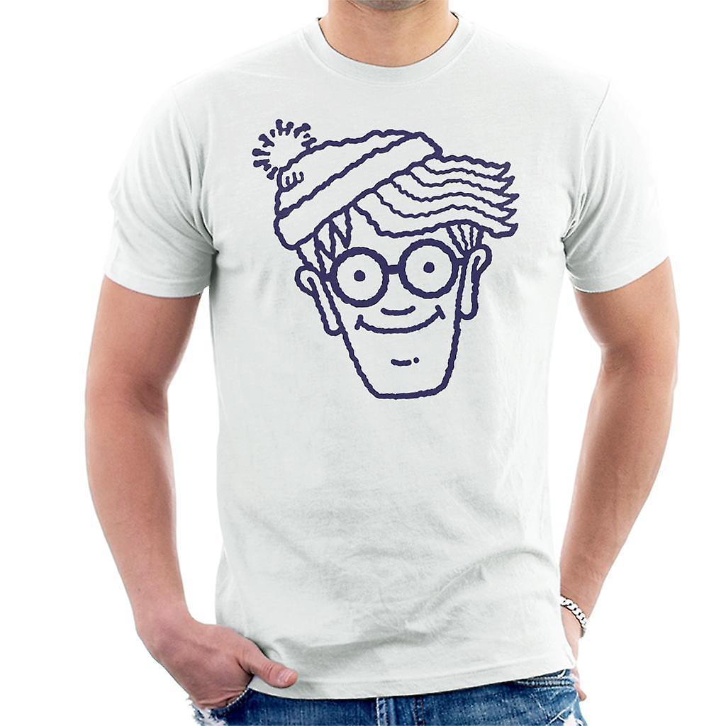 Wheres Wally Where's Wally Blue Outline Men's T-Shirt White Small