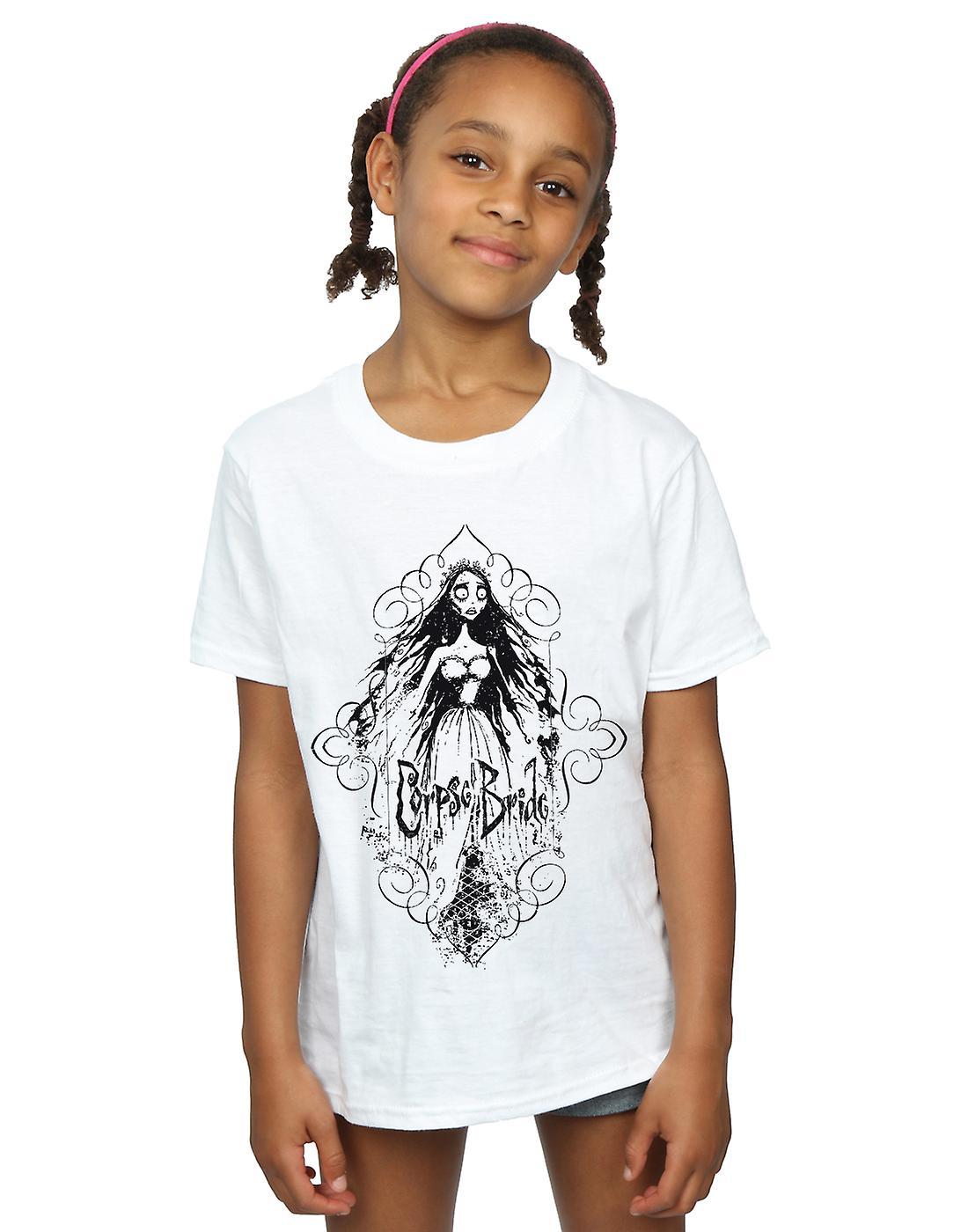 Absolute Cult Corpse Bride Girls Sketched Bride T-Shirt Sport Grey 12-13 years