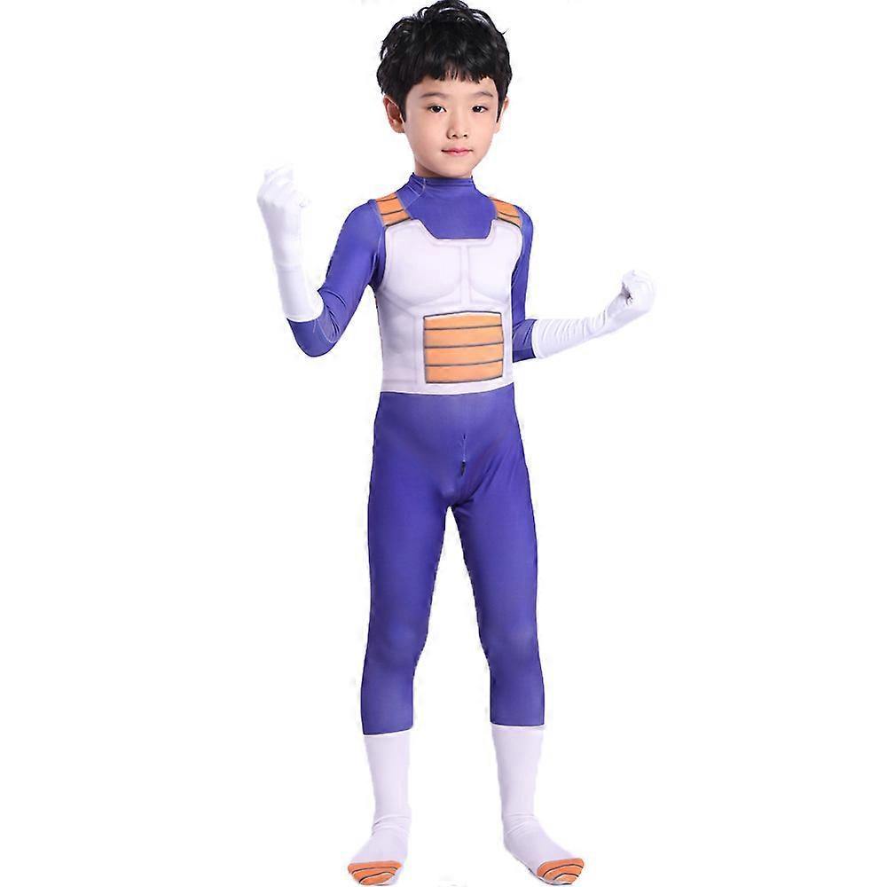 Ghygv Adult Kids Son Goku Costume Vegeta Cosplay Suit Anime Superheroes Black Hair Halloween Movie Vegeta Costume 130(height120-130cm) ZA-343