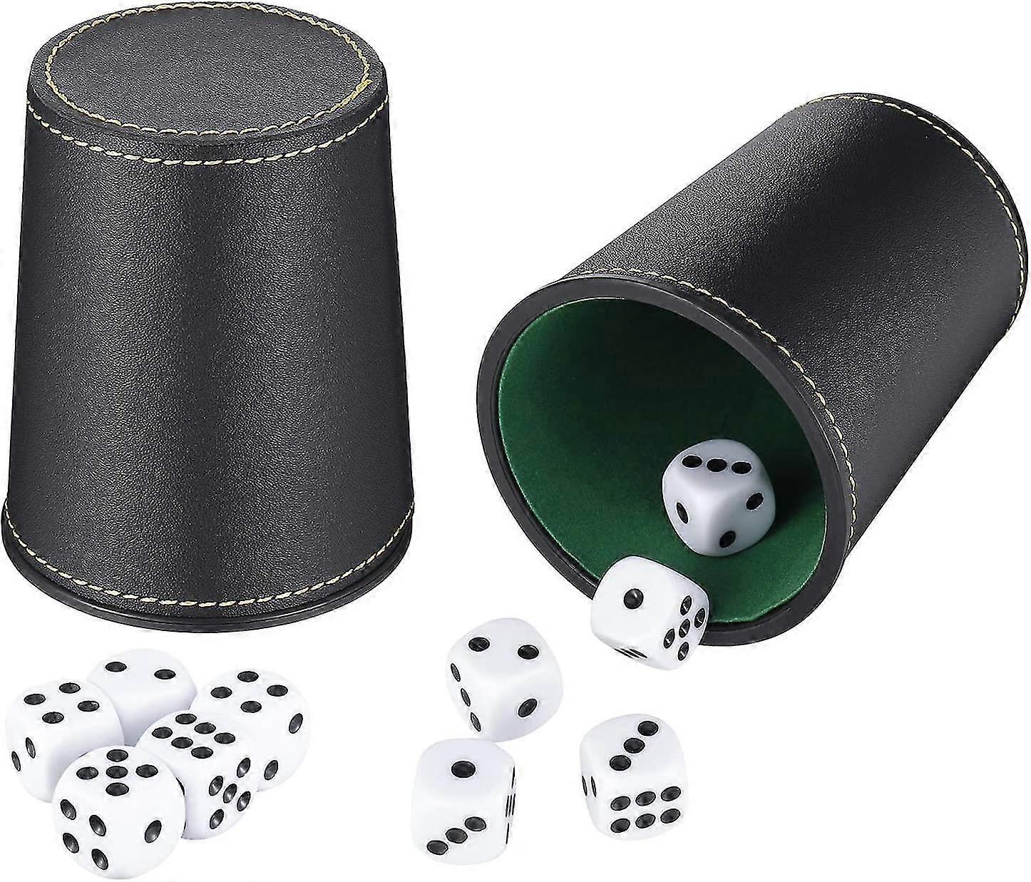 Boeyaa Leather Dice Cup Set, Leatherette Dice Cup Shaker With 10 Dot Dices For For Playing Games Party Toy Gifts2pcs)