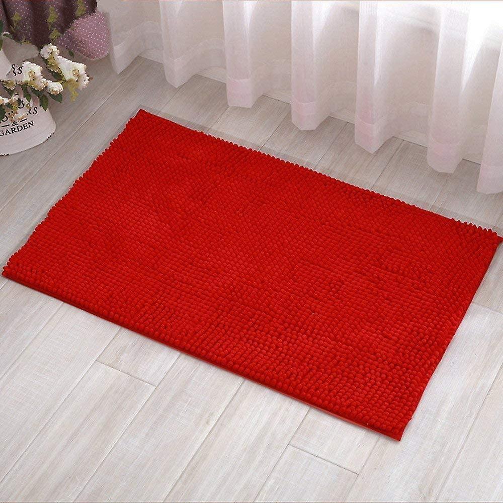 unbrand Red Christmas Bath Rug Super Soft Absorbent Non Slip Microfiber Chenille Carpet Bathroom Mats Shower