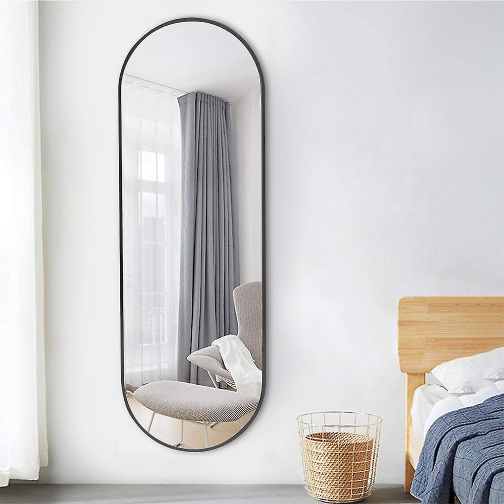 Living And Home Black 160cm Oval Full Length Wall Mounted Mirror