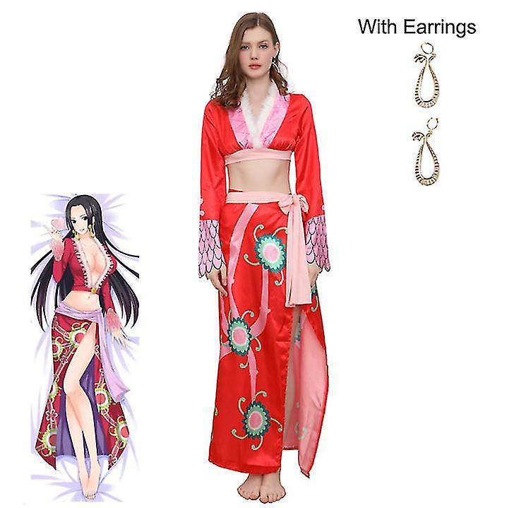 Anime Costume Boa Hancock Cosplay Sexy Empire Red Kimono Dress Halloween Carnival Fancy Dress For Women Whbyv L