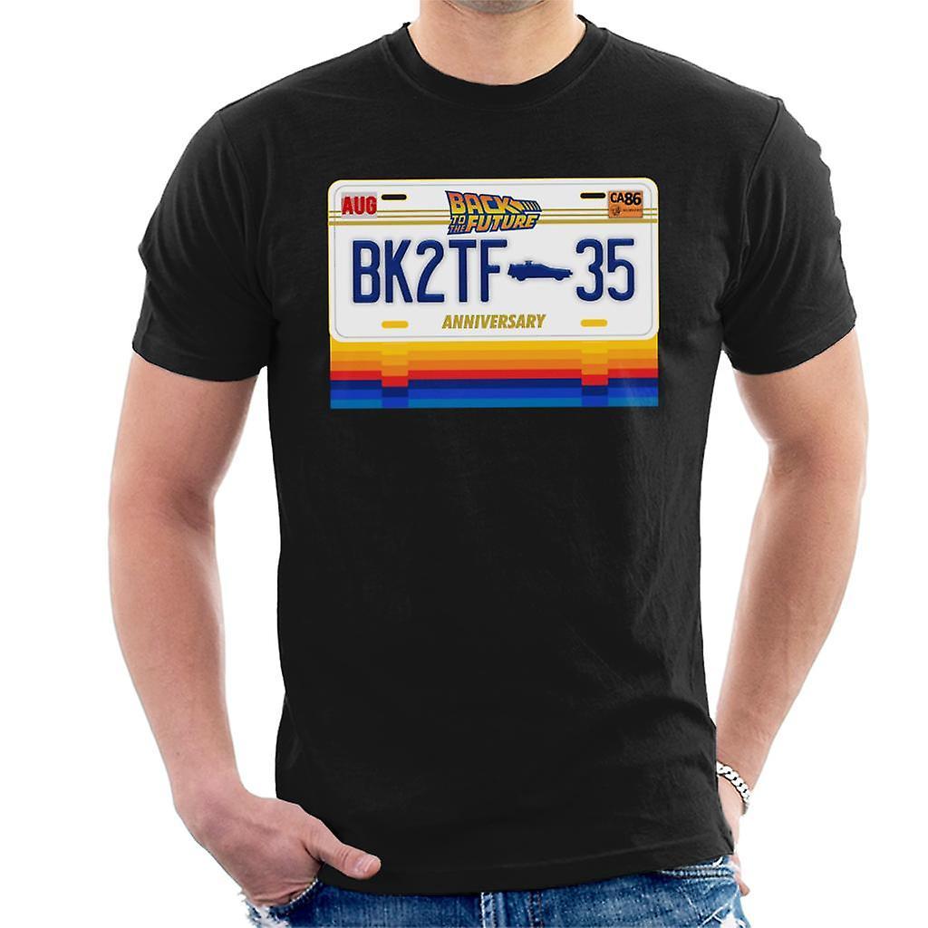 Back to the Future 35th Anniversary License Plate Design Men's T-Shirt Black Small