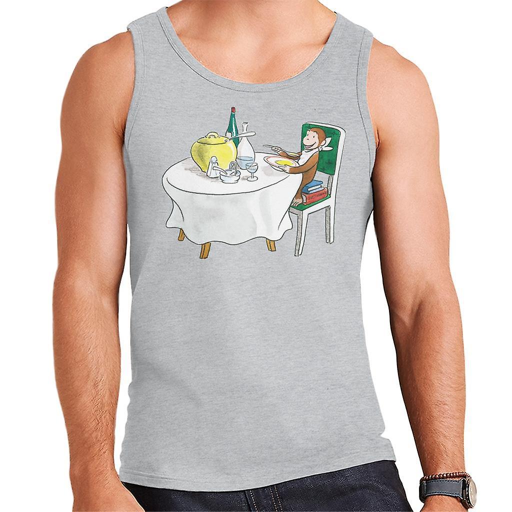 Curious George Eating A Fancy Meal Men's Vest Heather Grey Small