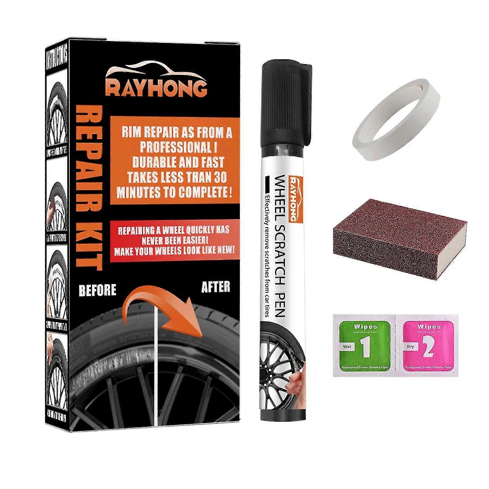 West&month Black Alloy Wheel Scratch Repair, Wheel Scratch Repair Pen, Car Wheel Rim Scratch Repair Pen, Alloy Wheel Repair Kit Scratch