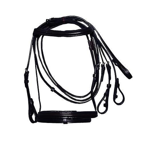 Hy Padded Cavesson Bridle with Rubber Grip Reins Black Pony