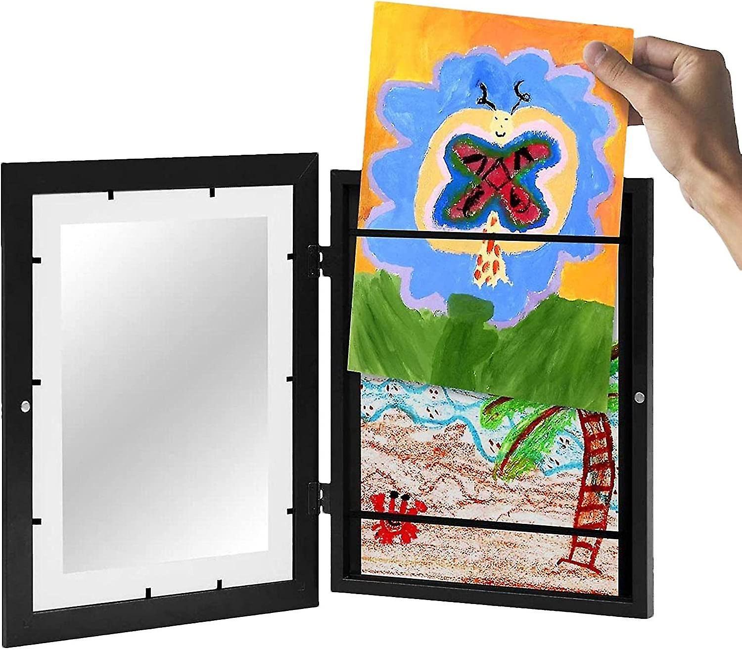 Tianzun Kids Artwork Picture Frame In Wood, Kids Art Frames Projects, Kids Artwork Display Frame A4 Front Opening Changeable Black